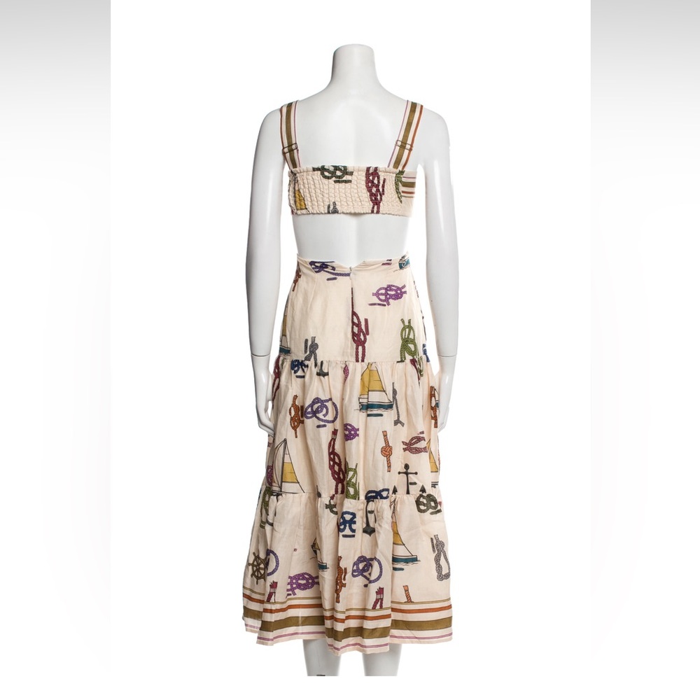 Alemais Cream Nautical Print Midi Dress with Multicolor Motifs - Picture 3 of 5